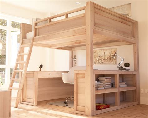 loft bed with desk and storage stairs